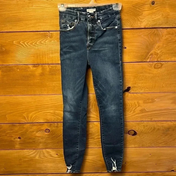 Good American Denim - Preworn Good American Jeans 2/26 Stretchy casual Y2K outside streetwear Distress